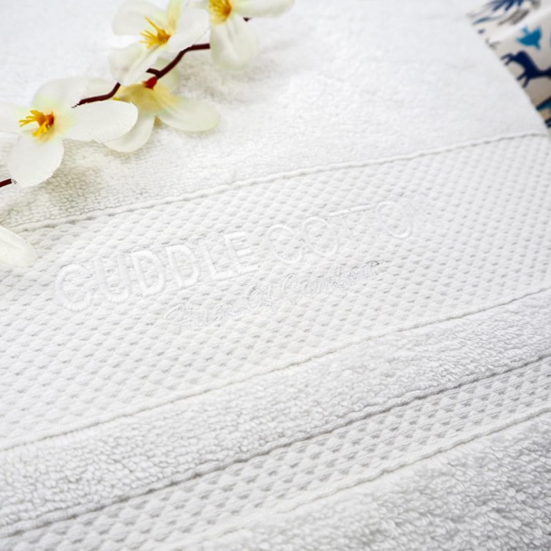 Cuddle Cotton Regalia Zero Twist Bath Towel, 600 GSM, 75 cm x 150 cm, Pearl White