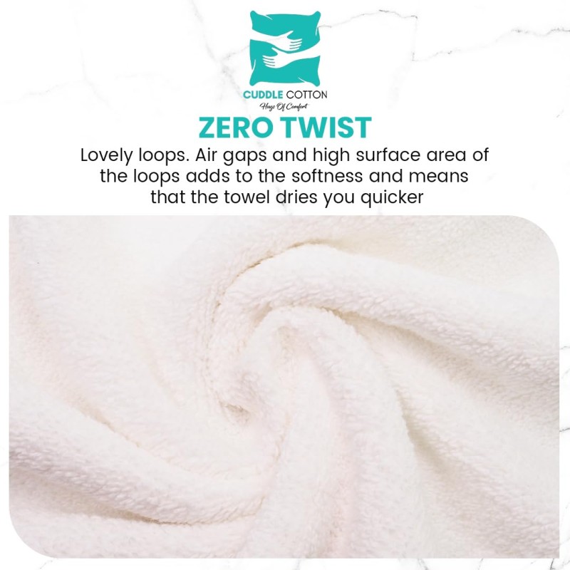 Cuddle Cotton Regalia Zero Twist Bath Towel, 600 GSM, 75 cm x 150 cm, Pearl White