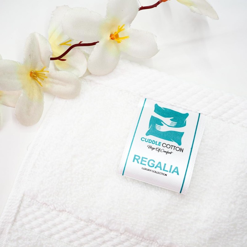 Cuddle Cotton Regalia Zero Twist Bath Towel, 600 GSM, 75 cm x 150 cm, Pearl White