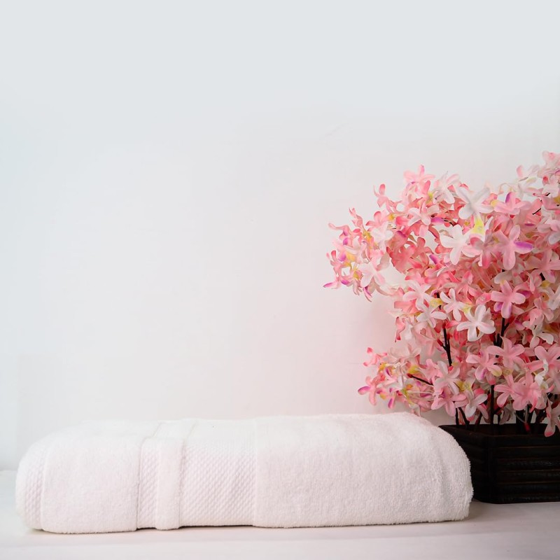 Cuddle Cotton Regalia Zero Twist Bath Towel, 600 GSM, 75 cm x 150 cm, Pearl White