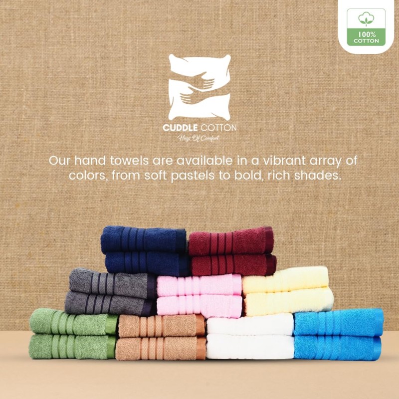 Cuddle Cotton Requisite Hand Towel Set of 2, 40 cm x 60 cm, 400 GSM, Emerald Green 100% Cotton