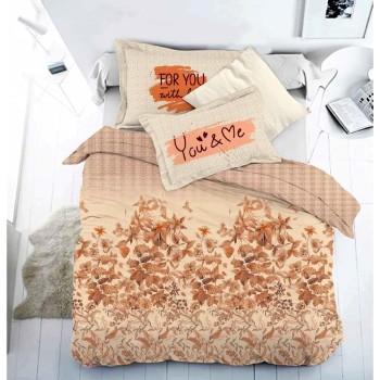 Bella Casa, Double Bedsheet Set with 2 Pillow Covers 100% Cotton -Russian Beauty