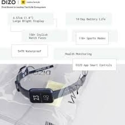 DIZO Watch D 1.8 inch Dynamic display with 550nits brightness (by realme techLife) (Blue Strap, Free Size)
