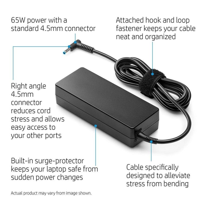 HP Original (Y5Y43AA) 65W 4.5mm Non-EM Laptop AC Adapter, Without Power-Chord, Black HP Original (Y5Y43AA) 65W 4.5mm Non-EM Laptop AC Adapter, Without Power-Chord, Black