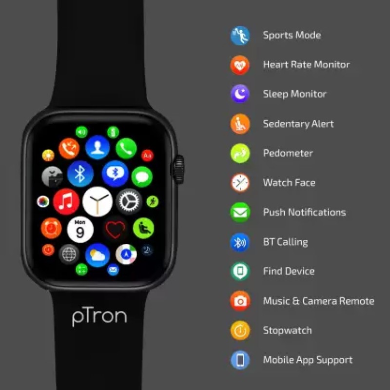 PTron Pulsefit P261 Smartwatch (Black Strap, Regular) PTron Pulsefit P261 Smartwatch (Black Strap, Regular)
