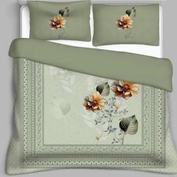 Bella Casa, Double Bedsheet Set with 2 Pillow Covers 100% Cotton -Treasure