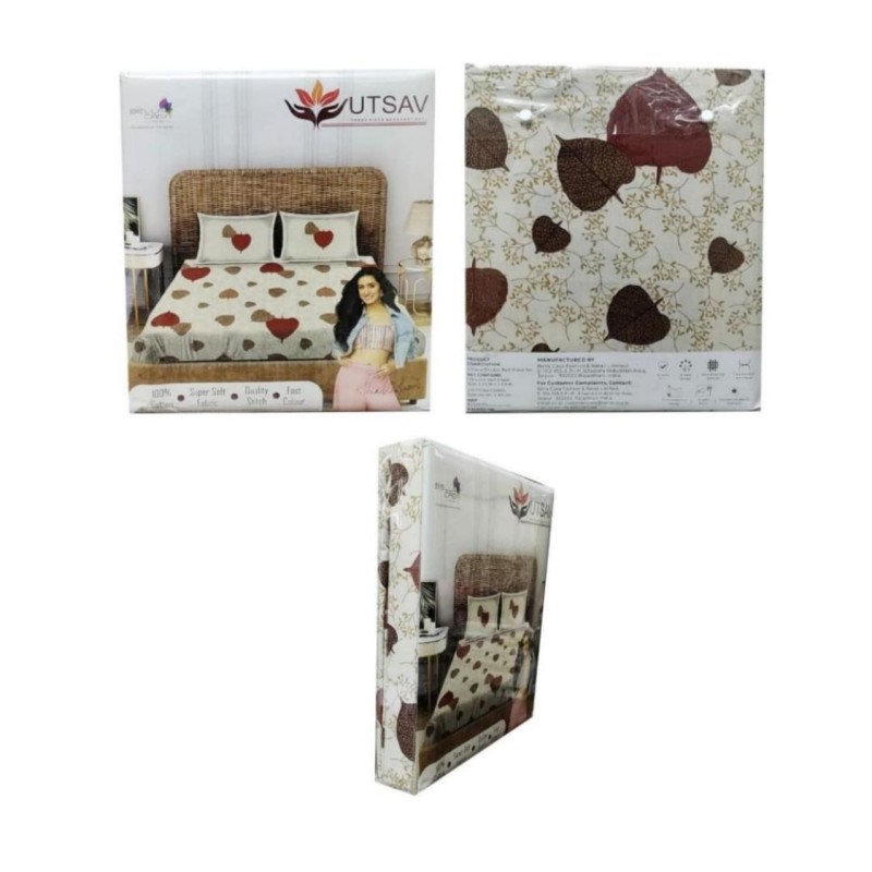 Bella Casa, Double Bedsheet Set with 2 Pillow Covers 100% Cotton -Utsav Bella Casa, Double Bedsheet Set with 2 Pillow Covers 100% Cotton -Utsav