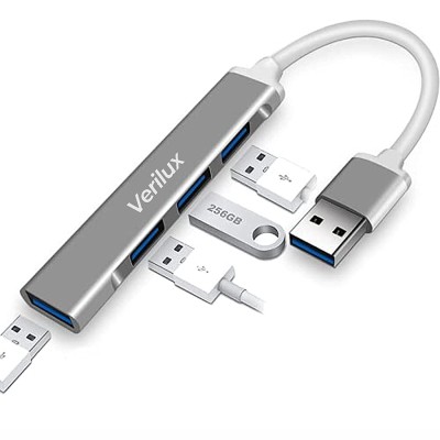 Verilux® USB Hub 3.0 for PC, 4-Port High Speed USB Hub - (Grey) Verilux® USB Hub 3.0 for PC, 4-Port High Speed USB Hub - (Grey)
