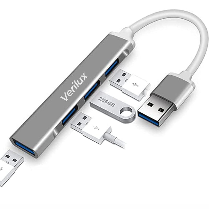 Verilux® USB Hub 3.0 for PC, 4-Port High Speed USB Hub - (Grey) Verilux® USB Hub 3.0 for PC, 4-Port High Speed USB Hub - (Grey)