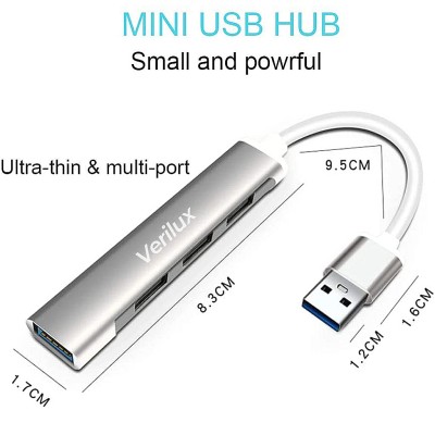 Verilux® USB Hub 3.0 for PC, 4-Port High Speed USB Hub - (Grey) Verilux® USB Hub 3.0 for PC, 4-Port High Speed USB Hub - (Grey)