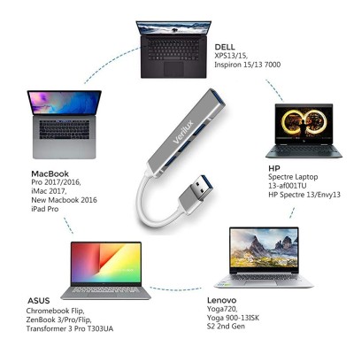 Verilux® USB Hub 3.0 for PC, 4-Port High Speed USB Hub - (Grey) Verilux® USB Hub 3.0 for PC, 4-Port High Speed USB Hub - (Grey)