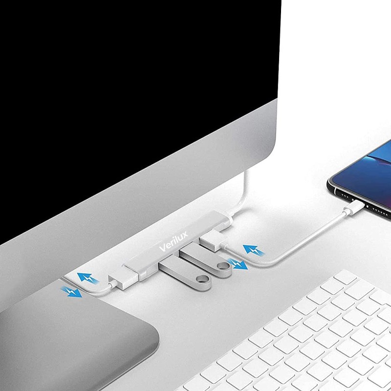 Verilux® USB Hub 3.0 for PC, 4-Port High Speed USB Hub - (Grey) Verilux® USB Hub 3.0 for PC, 4-Port High Speed USB Hub - (Grey)