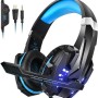Kotion Each: Over The Ear Wired Headsets With Mic & Led - G9000 Edition For Pc/Ipad/Iphone/Tablets/Mobile Phones (Black/Blue)
