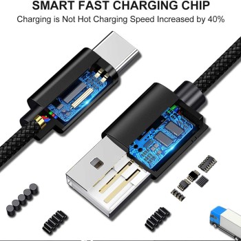 Wayona USB Type C Long Charger Cable Fast Charging USB C Cable (6 FT Pack of 1, Black)