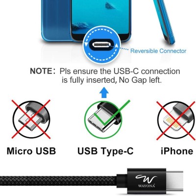 Wayona USB Type C Long Charger Cable Fast Charging USB C Cable (6 FT Pack of 1, Black)