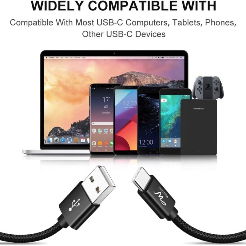 Wayona USB Type C Long Charger Cable Fast Charging USB C Cable (6 FT Pack of 1, Black) Wayona USB Type C Long Charger Cable Fast Charging USB C Cable (6 FT Pack of 1, Black)