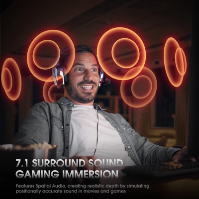 Hunterspider Gaming Headset Headphones for PS4 PS5 Switch Xbox One PC with Microphone, Noise Reduction Surround Sound & LED Light (Red) Hunterspider Gaming Headset Headphones for PS4 PS5 Switch Xbox One PC with Microphone, Noise Reduction Surround Sound & LED Light (Red)