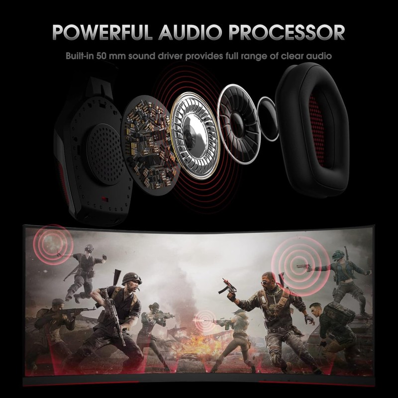 Hunterspider Gaming Headset Headphones for PS4 PS5 Switch Xbox One PC with Microphone, Noise Reduction Surround Sound & LED Light (Red) Hunterspider Gaming Headset Headphones for PS4 PS5 Switch Xbox One PC with Microphone, Noise Reduction Surround Sound & LED Light (Red)
