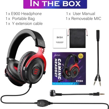 EKSA E900 Wired Stereo Gaming Headset-Over Ear Headphones with Noise Canceling Mic EKSA E900 Wired Stereo Gaming Headset-Over Ear Headphones with Noise Canceling Mic
