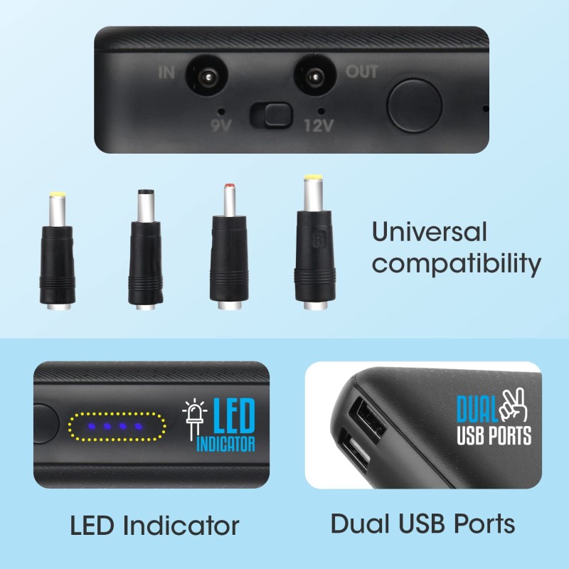 ZEBRONICS ZEB-M24Q27 Router UPS with 19200mAh, 48W max, Built-in protections, LED Indicator, DC 12V/9V/5V Input Output Support ZEBRONICS ZEB-M24Q27 Router UPS with 19200mAh, 48W max, Built-in protections, LED Indicator, DC 12V/9V/5V Input Output Support