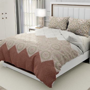 Bella Casa, Double Bedsheet Set with 2 Pillow Covers 100% Cotton -Crystal