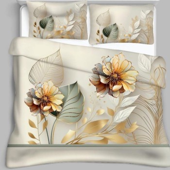 Bella Casa, Double Bedsheet Set with 2 Pillow Covers 100% Cotton -Grazia