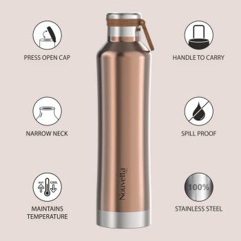 Nouvetta Jet Double Wall Stainless Steel Flask Bottle, 750 ml- Grey Nouvetta Jet Double Wall Stainless Steel Flask Bottle, 750 ml- Grey