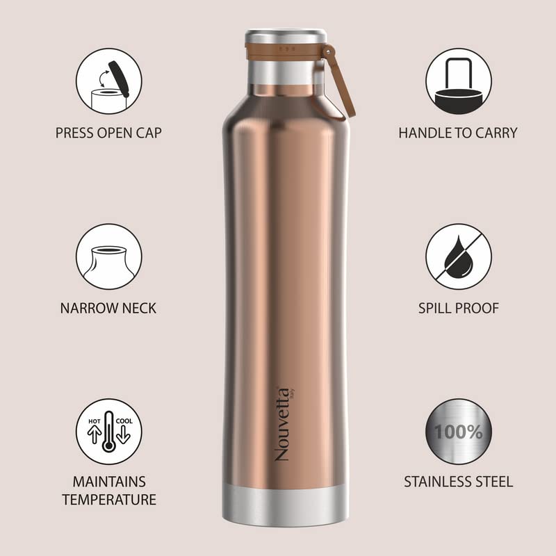 Nouvetta Jet Double Wall Stainless Steel Flask Bottle, 750 ml- Pink Nouvetta Jet Double Wall Stainless Steel Flask Bottle, 750 ml- Pink