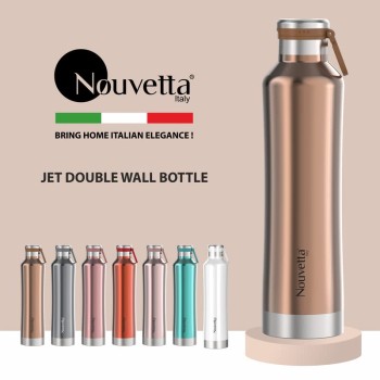 Nouvetta Jet Double Wall Stainless Steel Flask Bottle, 1000 ml - Rose Gold Nouvetta Jet Double Wall Stainless Steel Flask Bottle, 1000 ml - Rose Gold