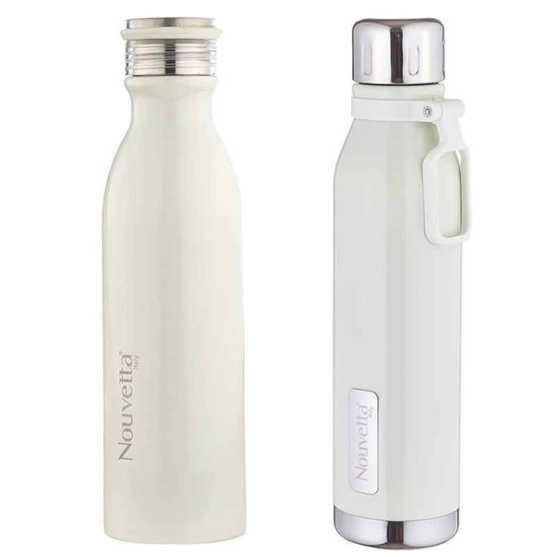 Double Wall Bottle - White 750 ml Bottle (Pack of 2, White, Steel) Double Wall Bottle - White 750 ml Bottle (Pack of 2, White, Steel)