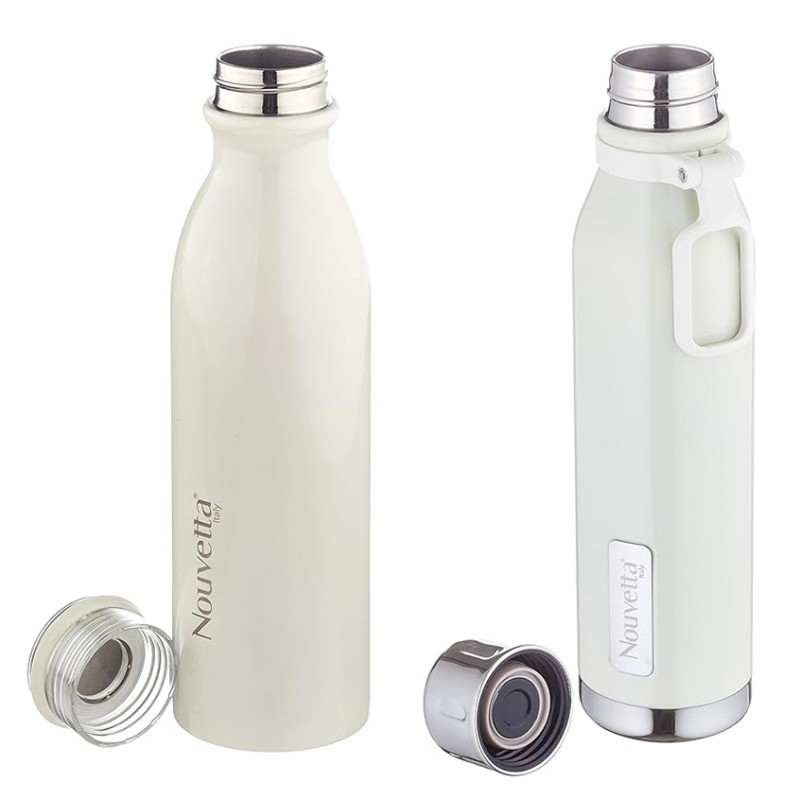 Double Wall Bottle - White 750 ml Bottle (Pack of 2, White, Steel) Double Wall Bottle - White 750 ml Bottle (Pack of 2, White, Steel)