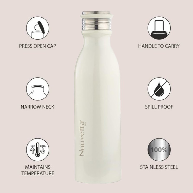 Double Wall Bottle - White 750 ml Bottle (Pack of 2, White, Steel) Double Wall Bottle - White 750 ml Bottle (Pack of 2, White, Steel)