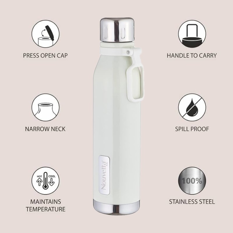 Double Wall Bottle - White 750 ml Bottle (Pack of 2, White, Steel) Double Wall Bottle - White 750 ml Bottle (Pack of 2, White, Steel)