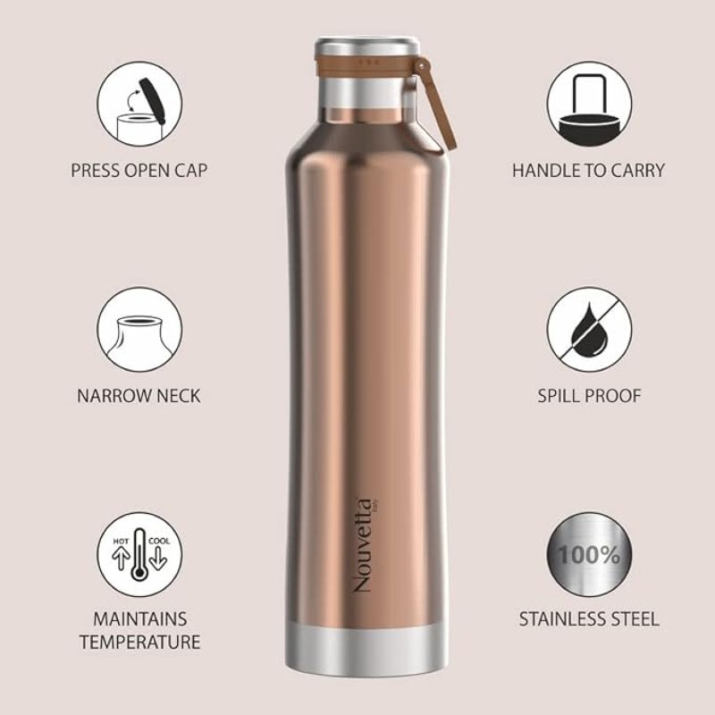 Etihad Double Wall Bottle - Copper 750 ml Bottle (Pack of 2, copper, Steel) Etihad Double Wall Bottle - Copper 750 ml Bottle (Pack of 2, copper, Steel)