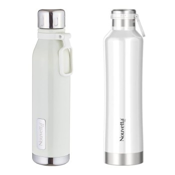 Etihad Double Wall Bottle - White 750 ml Bottle (Pack of 2, White, Steel)