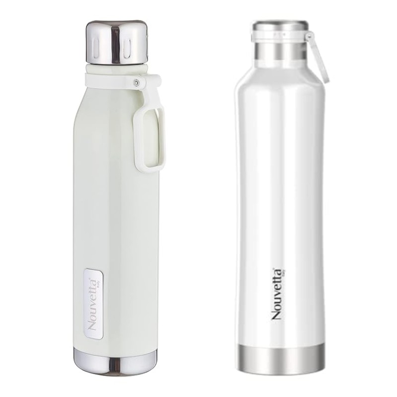 Etihad Double Wall Bottle - White 750 ml Bottle (Pack of 2, White, Steel) Etihad Double Wall Bottle - White 750 ml Bottle (Pack of 2, White, Steel)