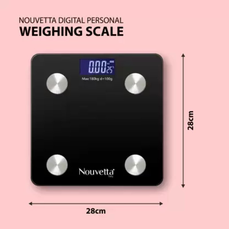 Nouvetta Bluetooth Digital Personal Smart Weighing Scale - Black Weighing Scale (Black) Nouvetta Bluetooth Digital Personal Smart Weighing Scale - Black Weighing Scale (Black)