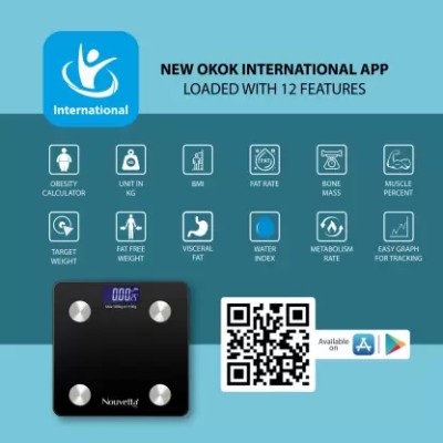 Nouvetta Bluetooth Digital Personal Smart Weighing Scale - Black Weighing Scale (Black) Nouvetta Bluetooth Digital Personal Smart Weighing Scale - Black Weighing Scale (Black)