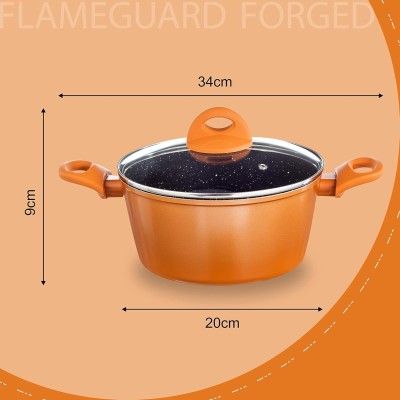 Nouvetta Flame Guard Forged Casserole with Lid (20 cm) and 3.5mm Thickness, Copper Nouvetta Flame Guard Forged Casserole with Lid (20 cm) and 3.5mm Thickness, Copper