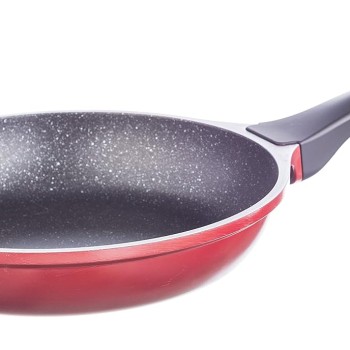 Nouvetta Diecast Non-Stick Fry Pan with 2-Way Non-Stick Coating,24 cm, 4.5 mm Thickness(Induction and Gas Stove Compatible), Red & Black