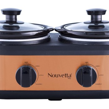 Nouvetta Gourmet Stainless Steel Slow Cooker Twin Pot 240W, 2 X 1.25 Liter (COPPER)