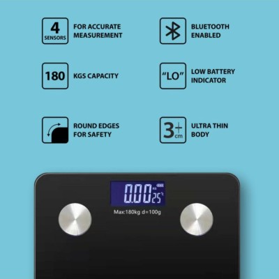 Nouvetta Nouvetta Bluetooth Digital Personal Smart Weighing Scale( Dark Grey) NWC-19178 Dark Grey