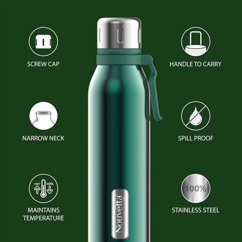 Nouvetta Spice Double Wall Stainless Steel Flask Bottle, 750 ml-Red Nouvetta Spice Double Wall Stainless Steel Flask Bottle, 750 ml-Red